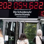 El contador de la deuda de la Asociación de Contribuyentes alemanes, situado en Berlín