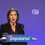 La portavoz del PP en el Congreso, Cuca Gamarra, durante una rueda de prensa tras la reunión del Comité de Dirección del partido, en Madrid (España) a 2 de marzo de 2020.
