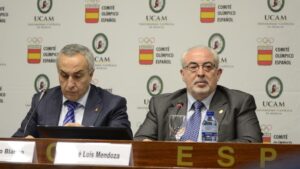 Alejandro Blanco, presidente del COE, y José Luis Mendoza, presidente de la UCAM