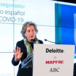 La presidenta de Unespa, Pilar González de Frutos, en el XXVII Encuentro del Sector Asegurador organizado por Deloitte, Mapfre y 'ABC' el 23 de noviembre de 2020.