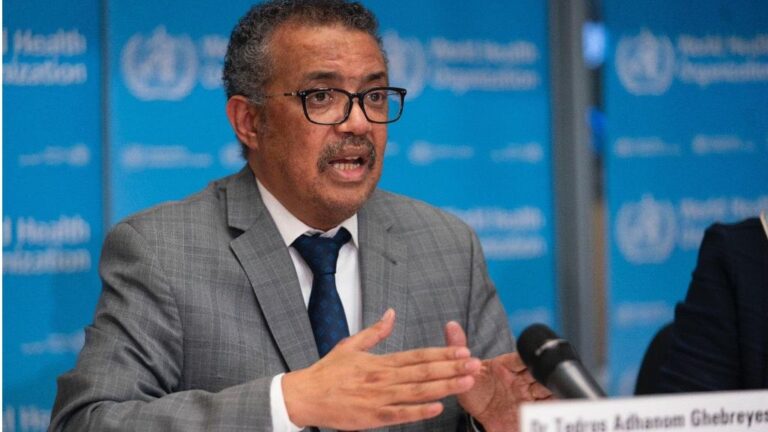 El director general de la Organización Mundial de la Salud (OMS), Tedros Adhanom Ghebreyesus, durante la rueda de prensa diaria sobre el coronavirus