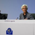 La presidenta del BCE, Christine Lagarde, y el vicepresidente, Luis de Guindos