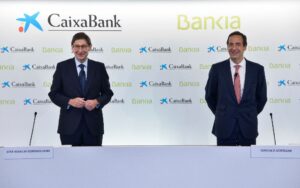 Rueda de prensa presentación de la fusión de CaixaBank y Bankia. José Ignacio Goirigolzarri y Gonzalo Gortázar