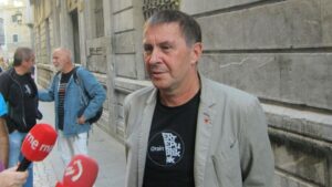 El coordinador de EH Bildu, Arnaldo Otegi, en declaraciones a los medios