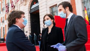 Pablo Casado, Isabel Díaz Ayuso y José Luis Martínez Almeida