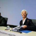 La presidenta del BCE, Christine Lagarde, y el vicepresidente, Luis de Guindos