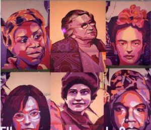Mural feminista 'La unión hace la fuerza' en el poliderportivo del barrio de la Concepción