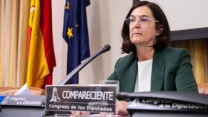 La candidata propuesta por el Gobierno para presidir la CNMC, Cani Fernández, durante su comparecencia ante la Comisión de Asuntos Económicos del Congreso