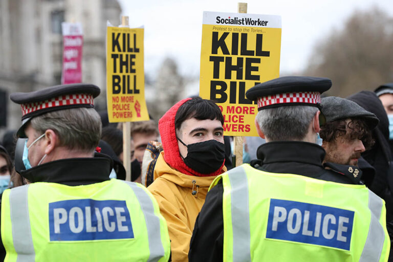 Protesta en Londres contra la propuesta de una ley de seguridad en Reino Unido