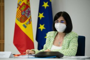 La ministra de Sanidad, Carolina Darias, en la reunión del Consejo Interterritorial de Salud.