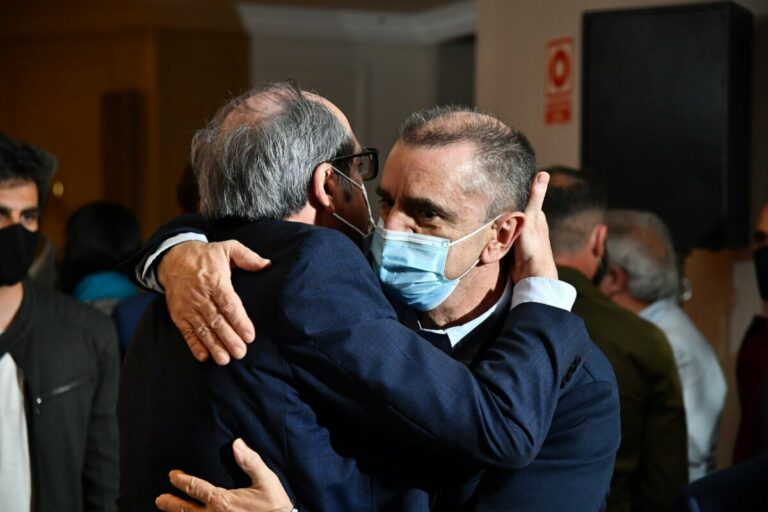 José Manuel Franco y Ángel Gabilondo en la noche electoral.