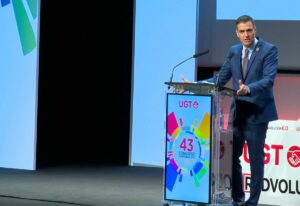 El presidente del Gobierno, Pedro Sánchez, en congreso de UGT.