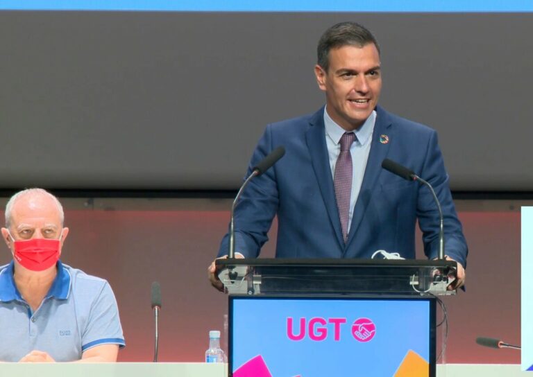 El presidente del Gobierno, Pedro Sánchez, en congreso de UGT.
