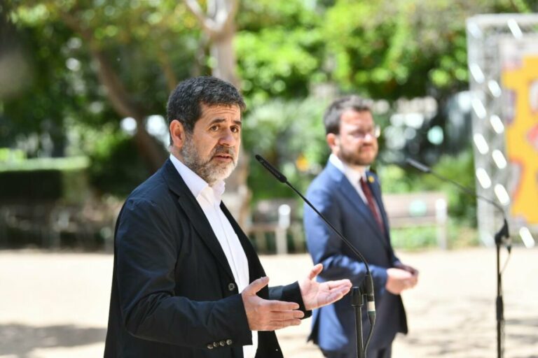 Jordi Sànchez y Pere Aragonès en la presentación del principio de acuerdo entre Junts y ERC.