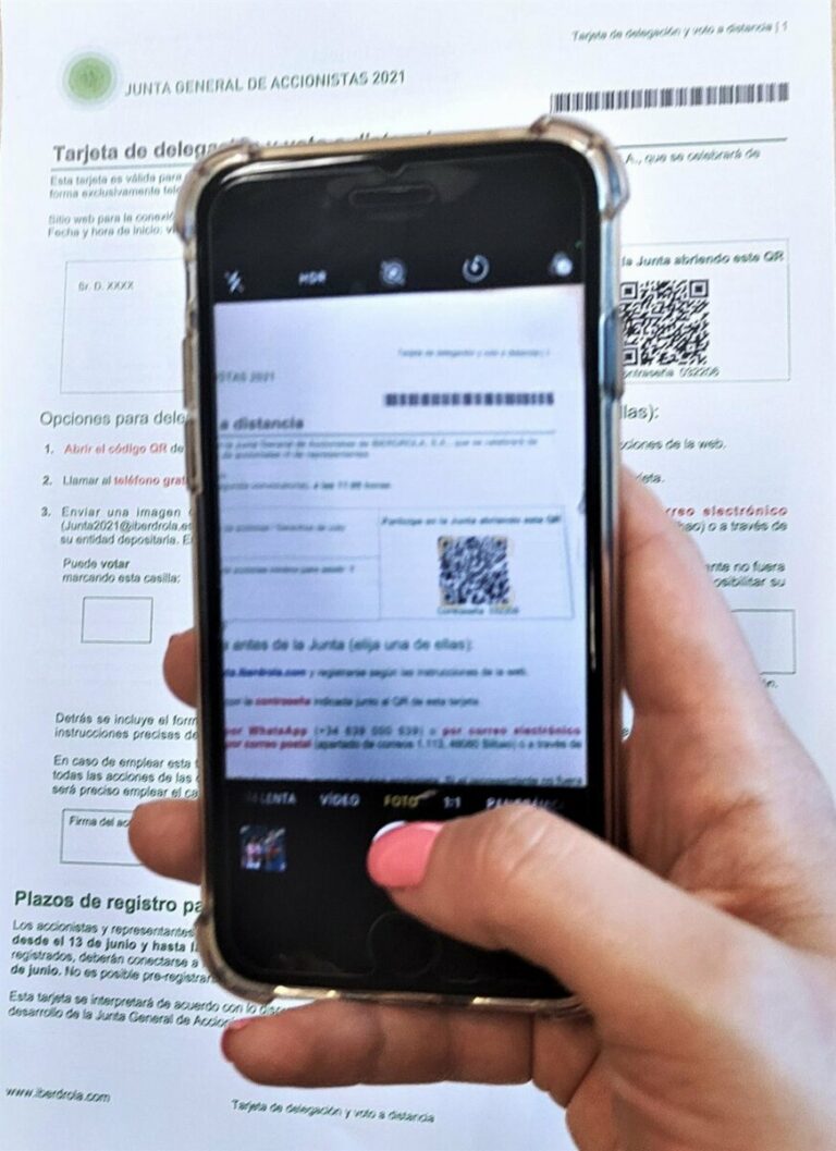 Iberdrola permite votar a sus accionistas en la junta por un código QR - IBERDROLA