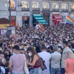 Manifestación en la Puerta del Sol de Madrid contra el asesinato de Samuel
