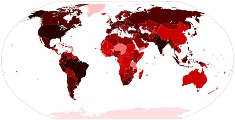 Incidencia acumulada por países de casos de covid-19 a junio de 2021. / Our World in Data / Wikipedia