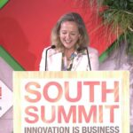 La vicepresidenta primera y ministra de Asuntos Económicos, Nadia Calviño, en su intervención en South Summit. - SOUTH SUMMIT