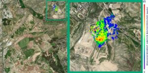 Emisiones de metano detectadas en el vertedero de Madrid el 20 de agosto de 2021. /GHGSat