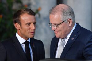 El presidente de Francia, Emmanuel Macron, junto al primer ministro de Australia, Scott Morrison - Mick Tsikas/AAP/dpa