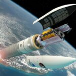 El día de Navidad de 2021 se ha lanzado plegado el telescopio espacial James Webb a bordo de un cohete Ariane. / ESA/D. Ducros