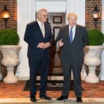El primer ministro británico, Boris Johnson, con su homólogo australiano, Scott Morrison. - Stefan Rousseau/PA Wire/dpa