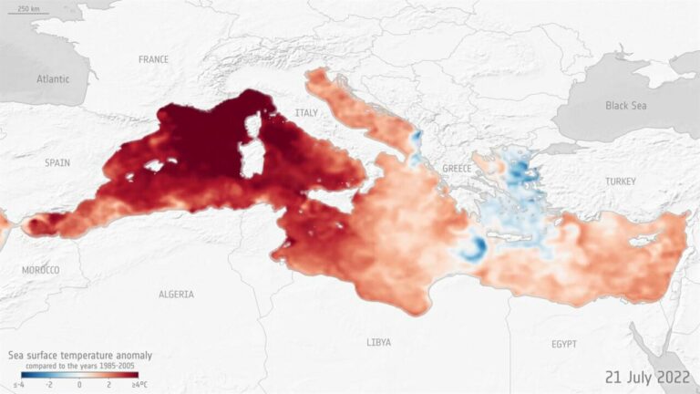 Anomalía de temperatura en el Mediterráneo - ESA