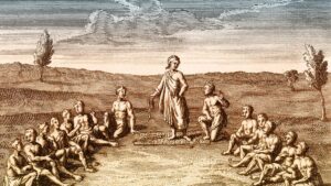 Asamblea de indios iroqueses. / Grabado de Pere Joseph Francois Lafitau, Paris, 1724