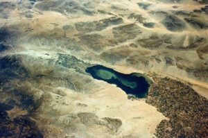 Lago o mar de Salton, en el sur de California (EE UU), fotografiado desde la nave espacial Gemini-5. / NASA