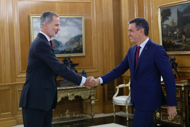 Felipe VI junto al presidente del Gobierno en funciones y líder del PSOE, Pedro Sánchez. (Foto: Casa de S.M. el Rey)