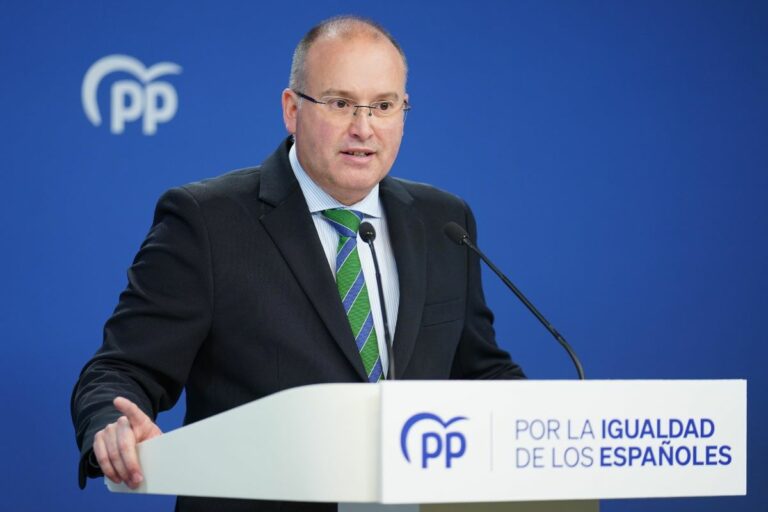 El portavoz del PP en el Congreso, Miguel Tellado,, en una comparecencia en Génova. (Foto: PP)