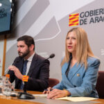 Los vicepresidentes del Gobierno de Aragón Alejandro Nolasco y Mar Vaquero en una comparecencia ante los medios. (Foto: Gobierno de Aragón)