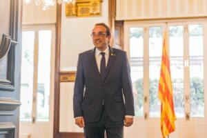 El presidente del Parlament, Josep Rull, en una comparecencia ante los medios de comunicación. (Foto: Parlament)