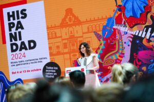 La presidenta de la Comunidad de Madrid, Isabel Díaz Ayuso en la presentación de Hispanidad 2024. (Foto: Comunidad de Madrid)