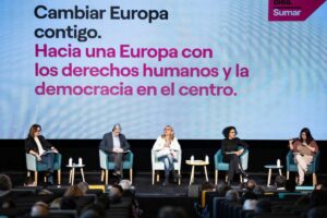 La exeurodiputada María Eugenia Rodríguez Palop en un acto de Sumar. (Foto: X de María Eugenia Rodríguez Palop)