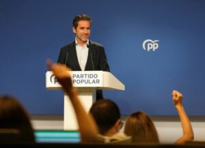 El portavoz y vicesecretario de Cultura del PP, Borja Sémper, en una comparecencia ante los medios. (Foto: PP)