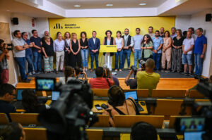 Marta Rovira en una comparecencia ante los medios junto a la Ejecutiva Nacional de Esquerra. (Foto: Paula Roque/ERC)