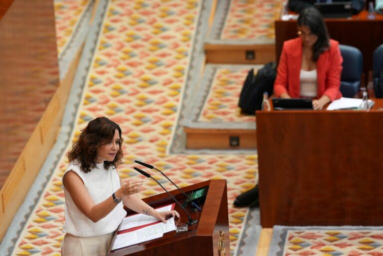 La presidenta de la Comunidad de Madrid, Isabel Díaz Ayuso, en el Debate del Estado de la Región 2024. (Foto: Comunidad de Madrid)