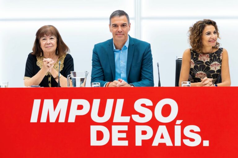 El presidente del Gobierno y secretario general del PSOE, Pedro Sánchez, preside la reunión de la Comisión Ejecutiva Federal en la sede Ferraz. (Foto: PSOE / Eva Ercolanese)