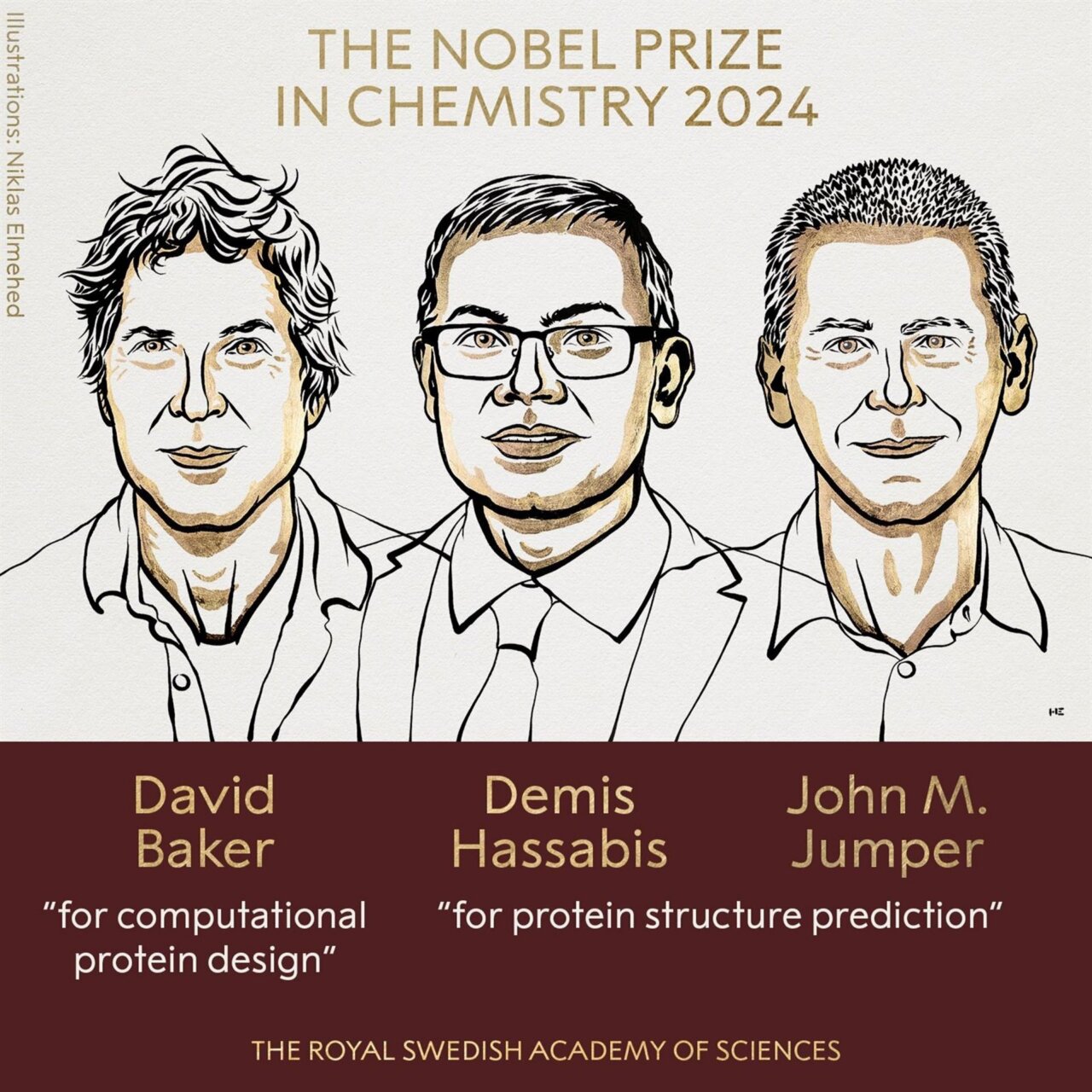 David Baker, Demis Hassabis y John M. Jumper, Premio Nobel de Química 2024 - PREMIO NOBEL David Baker, Demis Hassabis y John M. Jumper, Premio Nobel de Química 2024 - PREMIO NOBEL