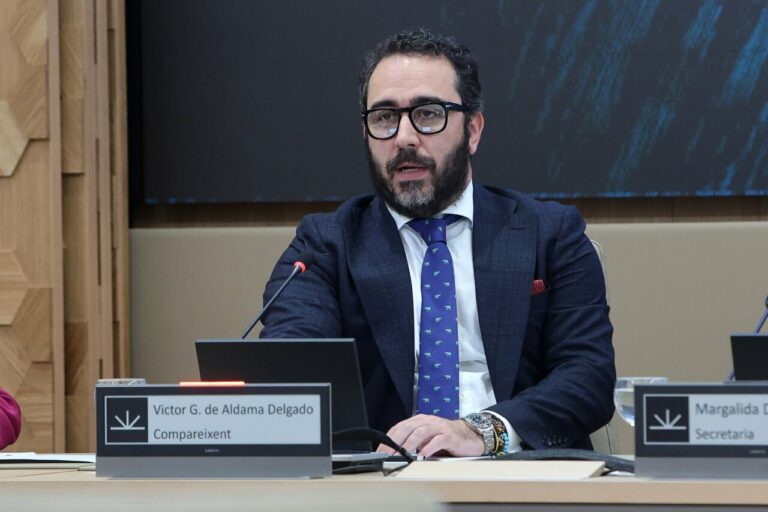 El presidente del Zamaro CF, Víctor de Aldama, en una comparecencia en mayo en el Parlament balear. (Foto: Isaac Buj - Europa Press)
