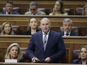 El portavoz del Grupo Popular, Miguel Tellado, en el pleno. (Foto: Congreso)