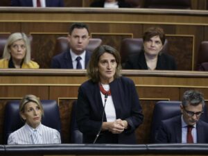 La vicepresidenta tercera del Gobierno y ministra para la Transición Ecológica y el Reto Demográfico, Teresa Ribera, en el pleno. (Foto: Congreso)