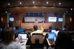 La vicepresidenta primera y ministra de Hacienda, María Jesús Montero, durante una rueda de prensa (Foto: Eduardo Parra - Europa Press)