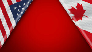 Banderas de EEUU y Canadá