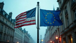Banderas de EEUU y la UE