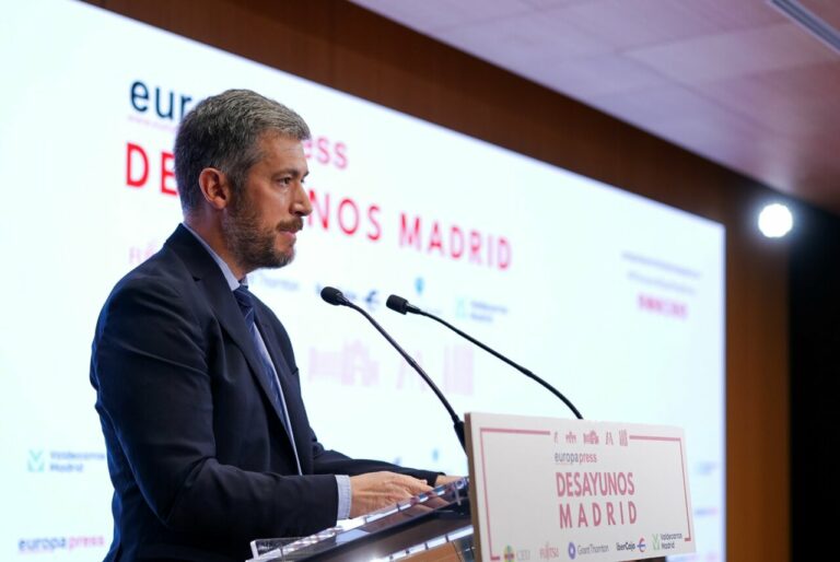 El consejero de Presidencia, Justicia y Administración Local, Miguel Ángel García Martín, en un encuentro informativo organizado por Europa Press. (Foto: Comunidad de Madrid)