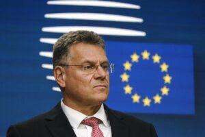 El comisario de Comercio, Maros Sefcovic, en una rueda de prensa en Bruselas (Foto: Alexandros Michailidis / Unión Europea)
