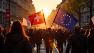 Banderas de Suiza y la UE