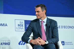 El presidente del Gobierno, Pedro Sánchez, durante la inauguración de la 40ª Reunión Anual del Cercle d’Economia. (Foto: Pool Moncloa / Borja Puig de la Bellacasa)